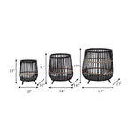 Load image into Gallery viewer, Planters Set of 3 - Black Bamboo Wood Footed, 10/14/17 in.

