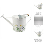 Load image into Gallery viewer, Watering Can - White Metal Wood Floral Print Handled, 10 in.
